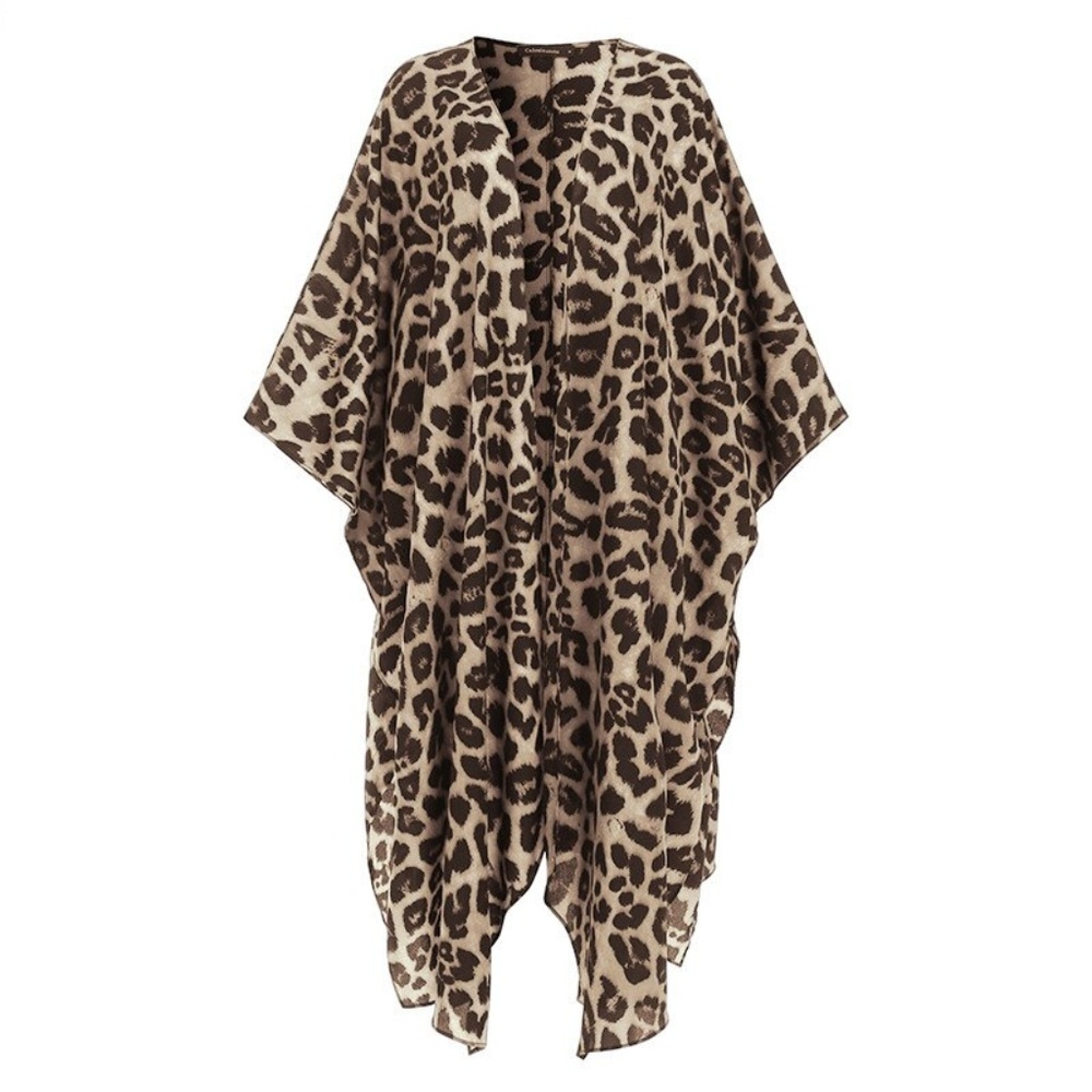 Ibiza Brown Leopard Kimono Gold Tongue Sequins - Picture 3 of 3